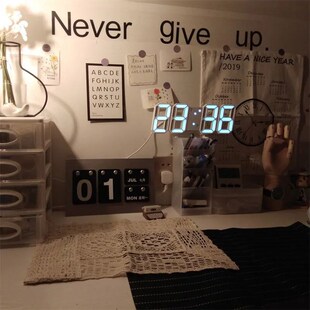 3D LED Digital Clock wall deco Glowing Night Mode Adjustable