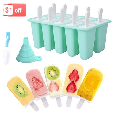4/ 6 cell Silicone Ice Cream Popsicle Mold with Handle Ice C