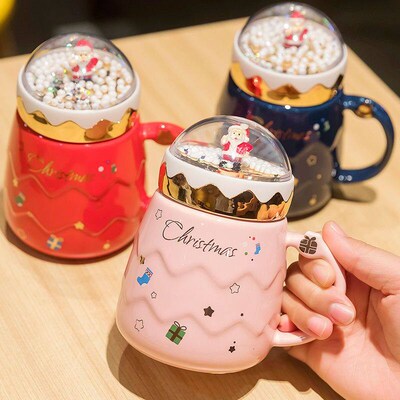 Newest Christmas Mugs Couples Ceramic Santa Claus Figurines
