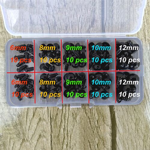 100pcs 8/10/12/14mm Plastic Safety Eyes For Toys Diy Mix Siz