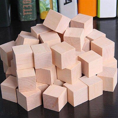250 Pcs Building Bs Square Wooden Unfinished Blank