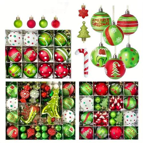 46-piece red, green and white Christmas ball decoration set