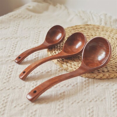 Wooden Soup Ladle - Large Ramen Serving Spoon