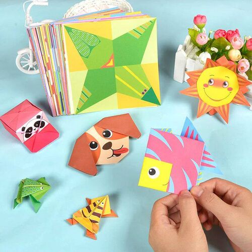 54Pcs/Set Baby Craft Toys Cartoon Animal Origami Paper Cutti