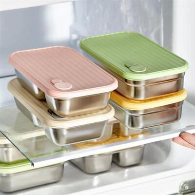 Fridge Food Storage Box Stackable 304 Stainless Steel Food C