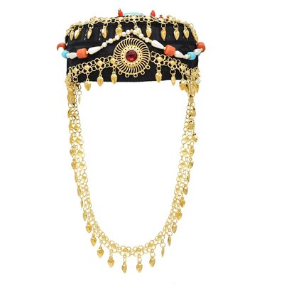 Bohemian Women Cap Headband Ethnic Turquoise Pearl Long Tass