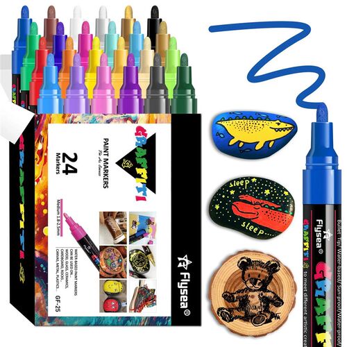 12/18/24Pcs/Set Acrylic Graffiti Marker for Fabric, , Rock,