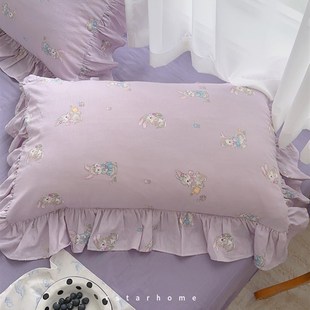 星黛兔 7cm枕头一对拍2 全棉层纱cho大荷叶边单人枕8