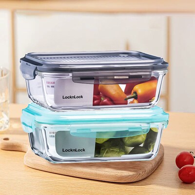 Covered glass food storage container, glass portable meal st