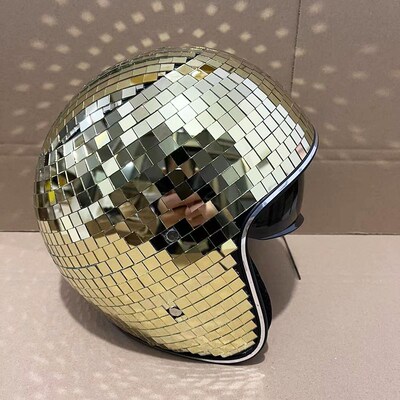 Disco ball Helmet with Retractable镜面酒吧节日迪斯科球头盔