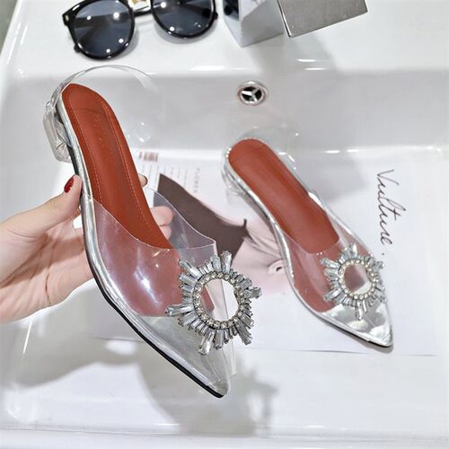 High Heel Sandals PVC Metal Decoration Fashionable Lady Shoe