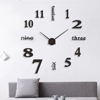Creative Digital Wall Clock Sticker Watch Modern Design DIY