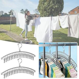 Windproof Clothes Drying Hanger Clothing Rack 10 Clips Stain