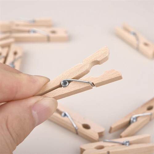 25pcs Natural Wooden Colored Photo Mini Clips Memo Paper Peg