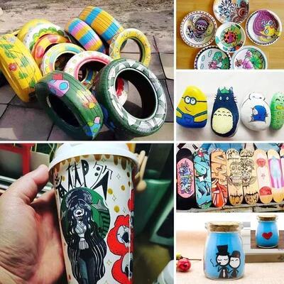 6 Pcs Colorful Permanent Paint Marker Waterproof White Marke