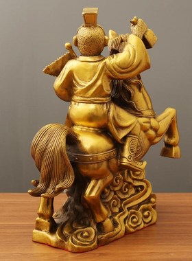 马上传令厂家全黄铜摆件马上封侯家居客厅办公室工艺品礼品