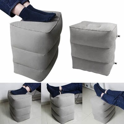 3 Layers Inflatable Travel Foot Rest Pillow Airplane Train C