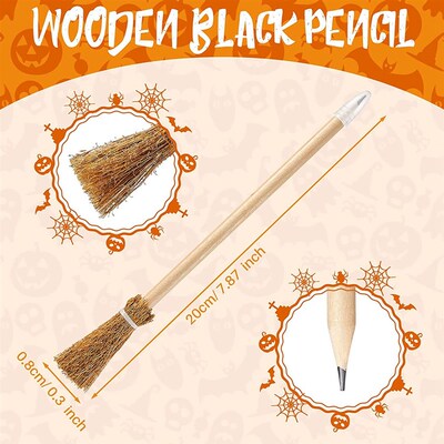 40 Pcs Witch Broom Pencils for Halloween Broomstick Ballpoin