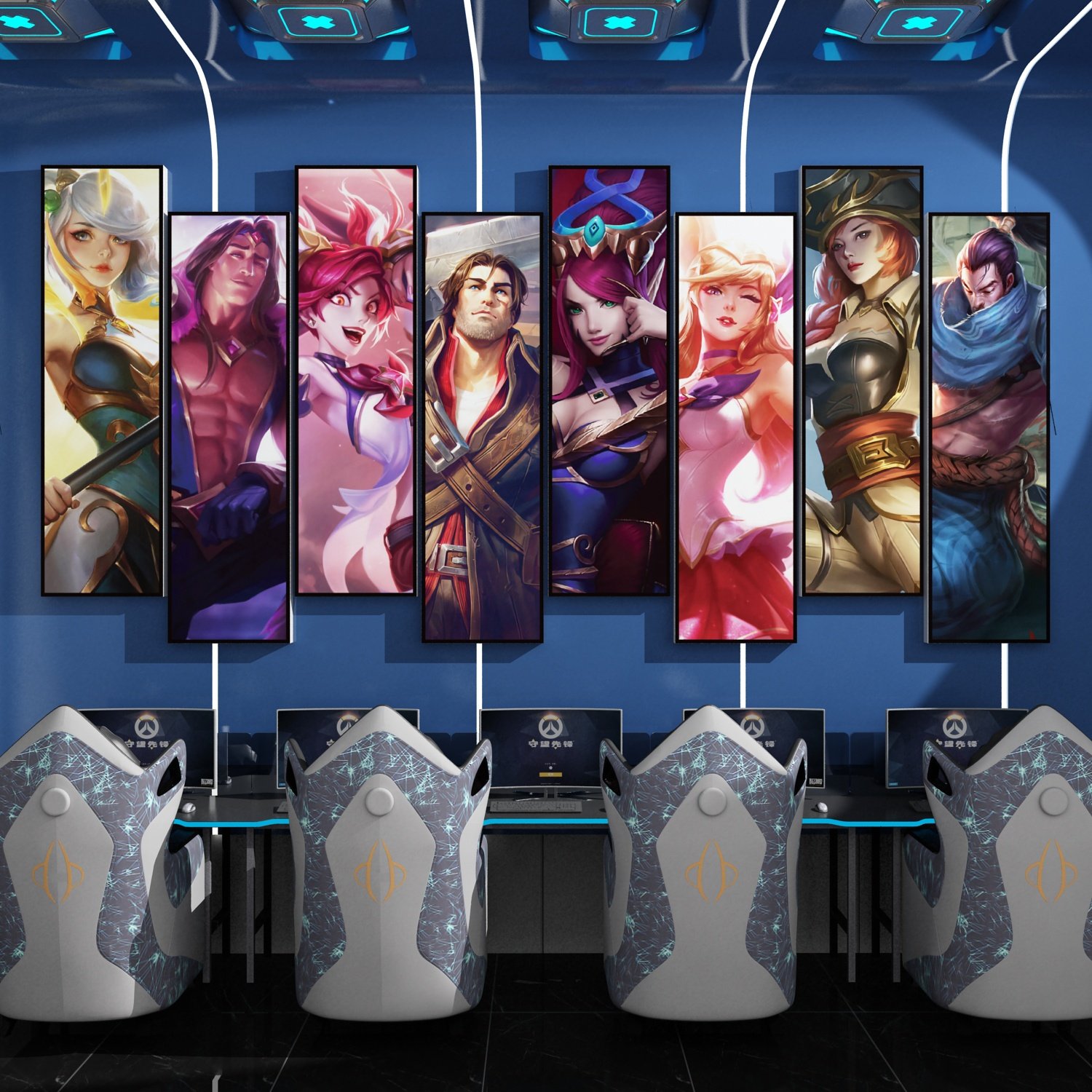 电竞房间布置英雄联盟酒店网吧墙面背景板装饰创意挂画摆件贴纸,家居饰品,文化墙贴,淘宝优惠券,粉丝福利购,淘宝优惠卷