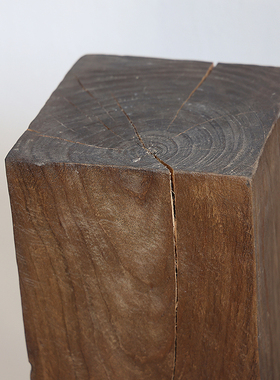 侘寂风实木墩底座中古风柱子雕塑台客厅茶室落地装饰民宿复古摆件