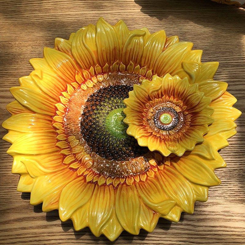 太阳花向日葵陶瓷层果盘酱料盘家居婚庆礼品家居饰品零食调味盘,家居饰品,果盘/果篓,淘宝优惠券,粉丝福利购,淘宝优惠卷