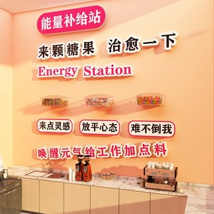 糖果办公室墙面装 饰企业文化公司茶水间休息背景布置纸能量补给站