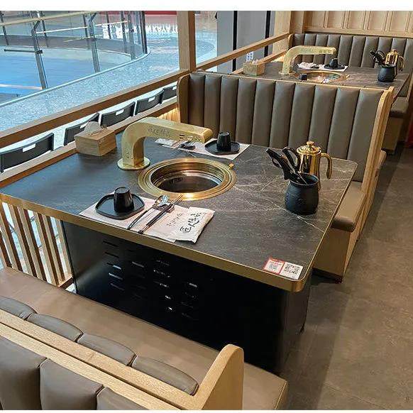 火锅桌电磁炉一体大理石韩式无烟烤肉桌子商用炭火自助烤肉店桌椅,商业/办公家具,烤肉桌,淘宝优惠券,粉丝福利购,淘宝优惠卷