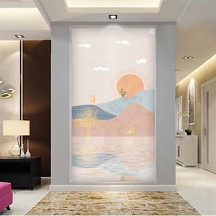 小清新奶油风玄关壁画墙布背景墙过道壁纸高级感客厅壁纸202新款