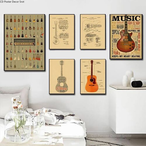 Guitar Collection Poster Prints Kraft Paper Posters DIY Vint