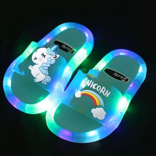 Childrens Boys Girls Slippers Cartoon Unicorn Animals Prin