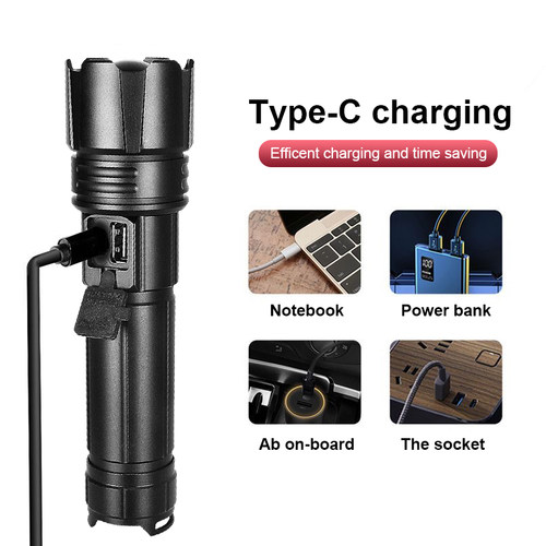 Most Powerful LED Flashlight USB Rechargeable Torch Light Hi