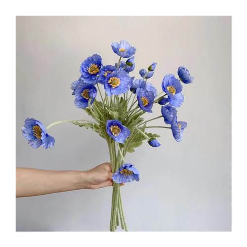 Artificial Flowers Fake Poppy Silk Flowers Long Stem Housewa