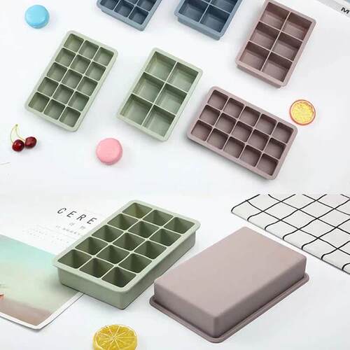 3Color Big Grid Silicone Ice Cube Mold Ice Cube Maker Flexib