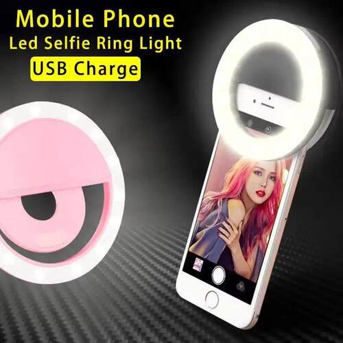 1pc USB Rechargeable LED Selfie Ring Light Adjustable Bright