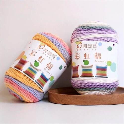 100g Milk Cotton Section Dyed Rainbow Cotton Wool Yarn Soft