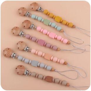 New Baby Pacifier Clip Chain Silicone Beads Rainbow  Appease