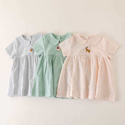 Girls Cotton Linen Handmade Embroidered Dress Stylish Baby