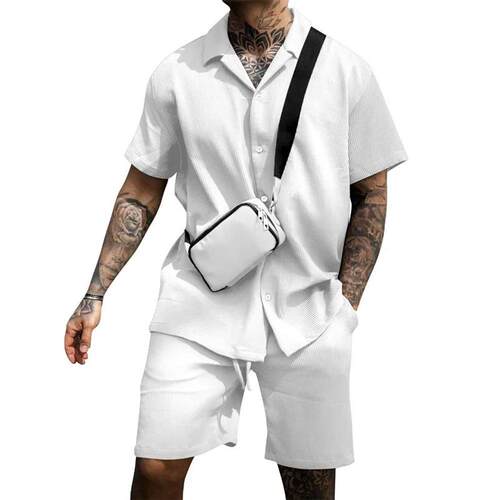 2024 Mens Sets New Casual Comfortable Button Short Sleeve