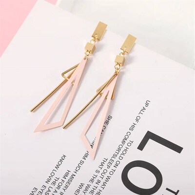 2023 Korean Long Statement Geometric Triangle Tassel Dangle