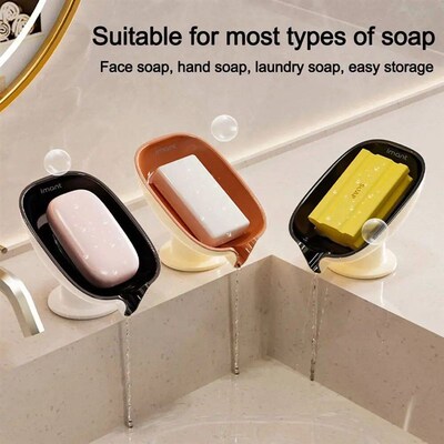 Durable Plastic Suction Cup Soap Dish With Drain Water Multi