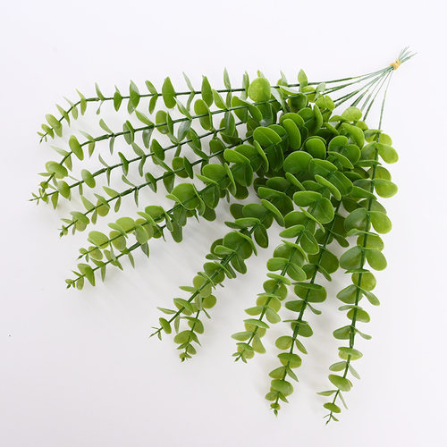 5 pcs artificial plastic plant leaves green eucalyptus branc