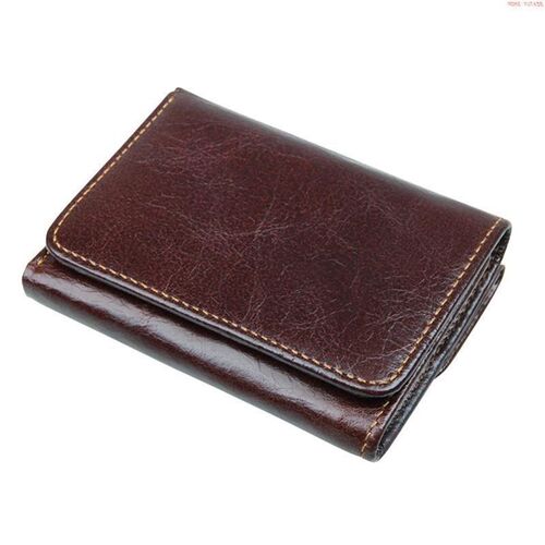 RFID Blocking Genuine Leather Short Wallet For Men Solid