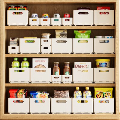 Scalable storage box drawer style organize basket snacks