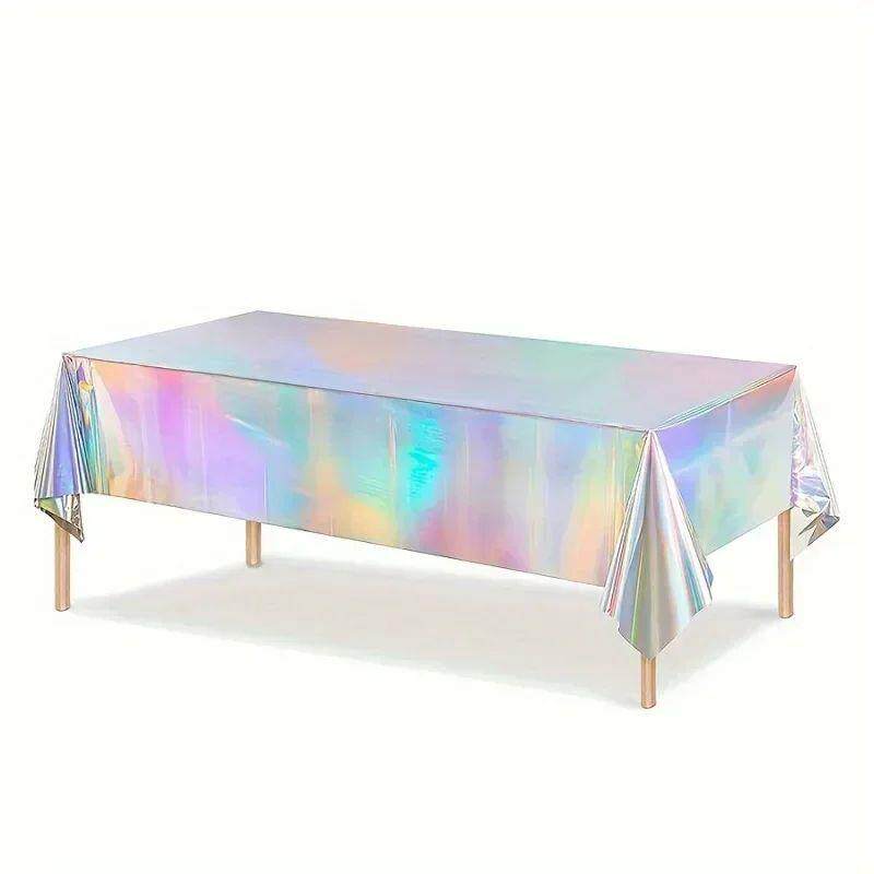 Disposable Shimmering Laser Rainbow Tablecloth Aluminum Film - 实物图