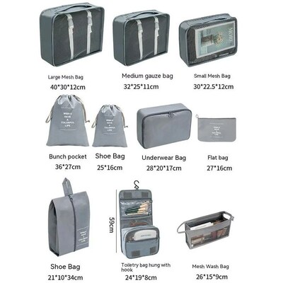 7/8/9/10 Pcs Set Travel Organizer Storage Bags Suitcase Pack