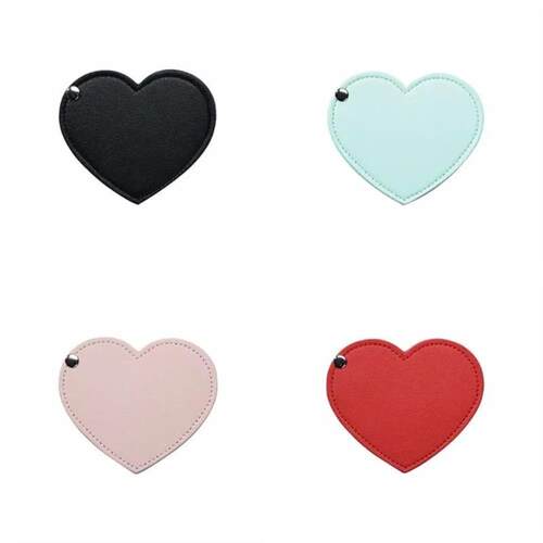 1Pcs PU Leather Heart Compact Mirror Cute HeartshapedMini M