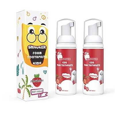 Kids Foam Toothpaste with Strawberry Flavor, Fluoride Fre