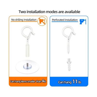 4pcs Adhesive Hooks Ceiling Strong Bearing Sticky Rack Kitch