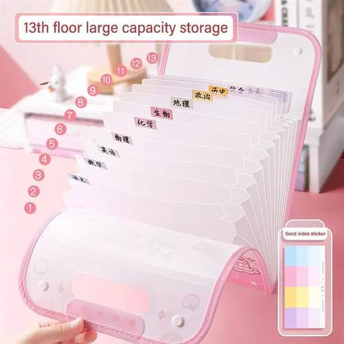 Cartoon A4 13 Pockets File Folder Test Paper Storage Folder