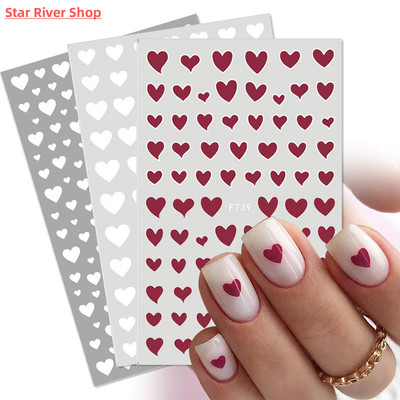 1PC 3D Nail Stickers Black Heart Love Self-Adhesive Slider L